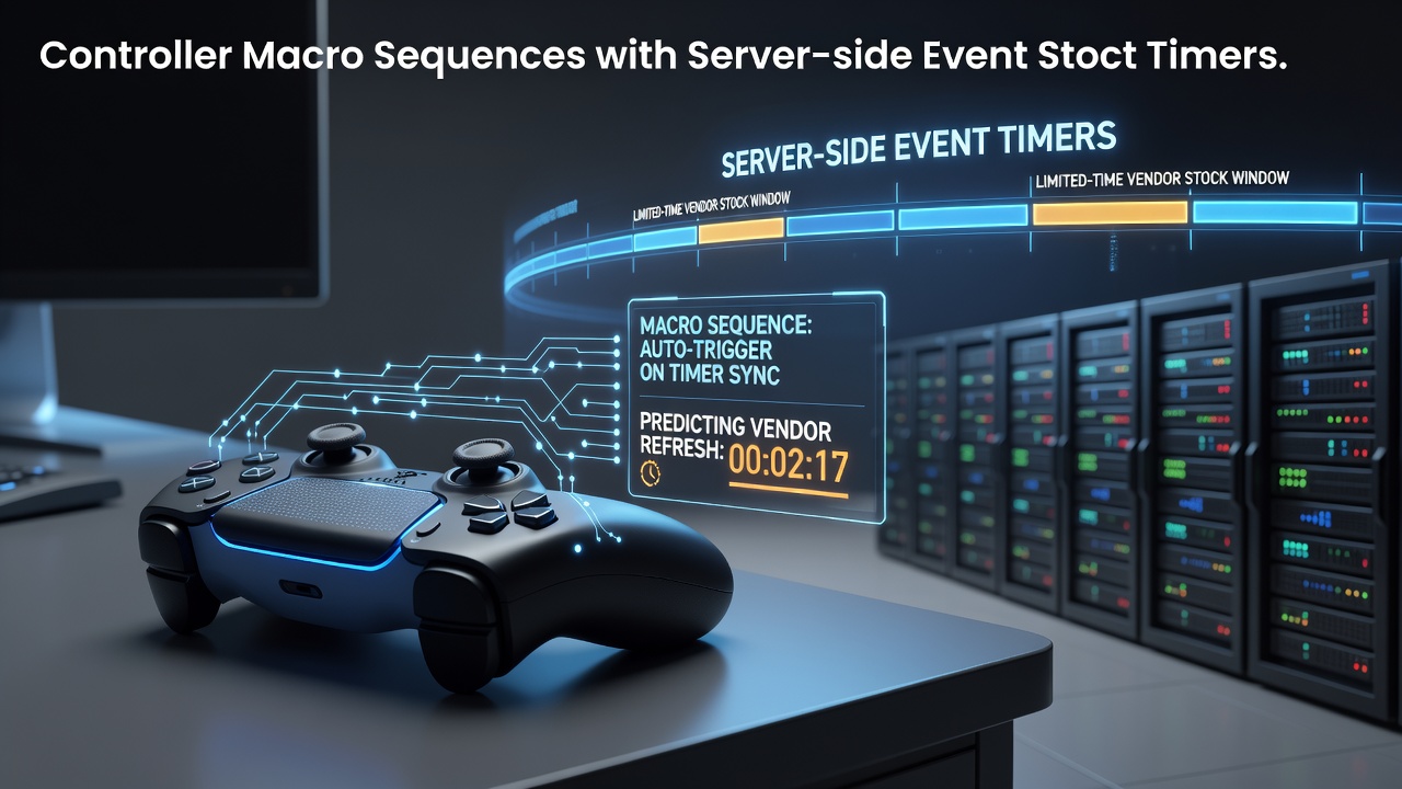 Controller macros syncing with server event timers in a simulation game interface